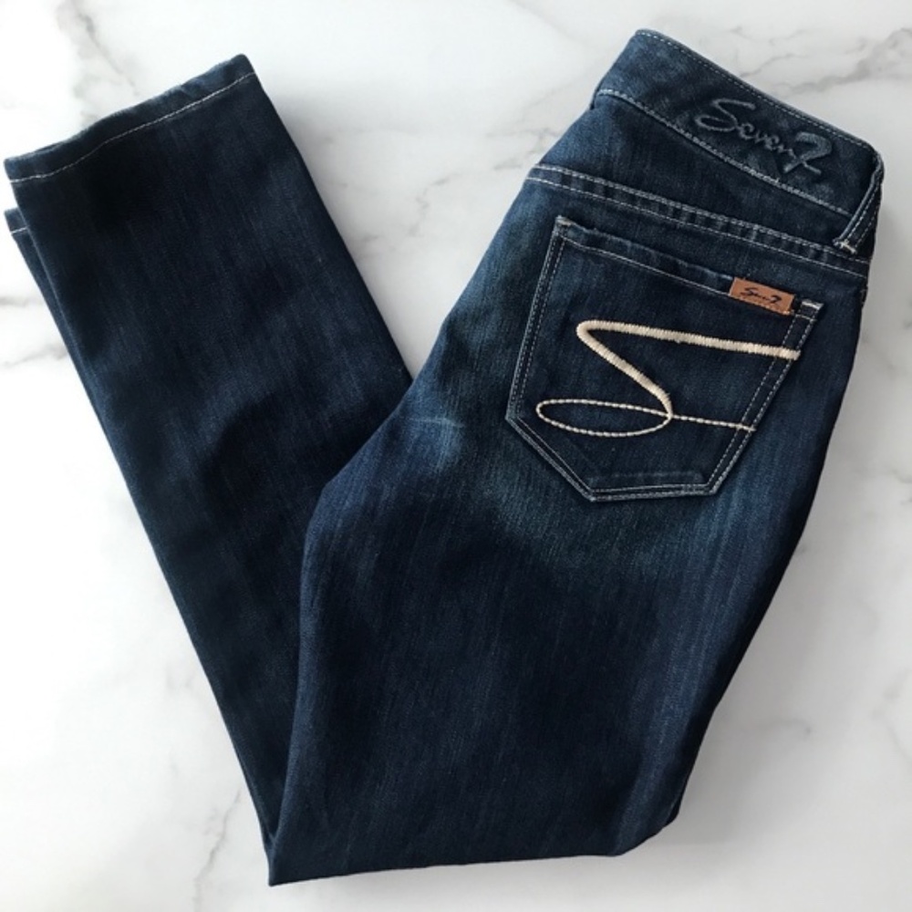 Seven7 Dark Wash Mid-Rise Ankle Jeans Size 27